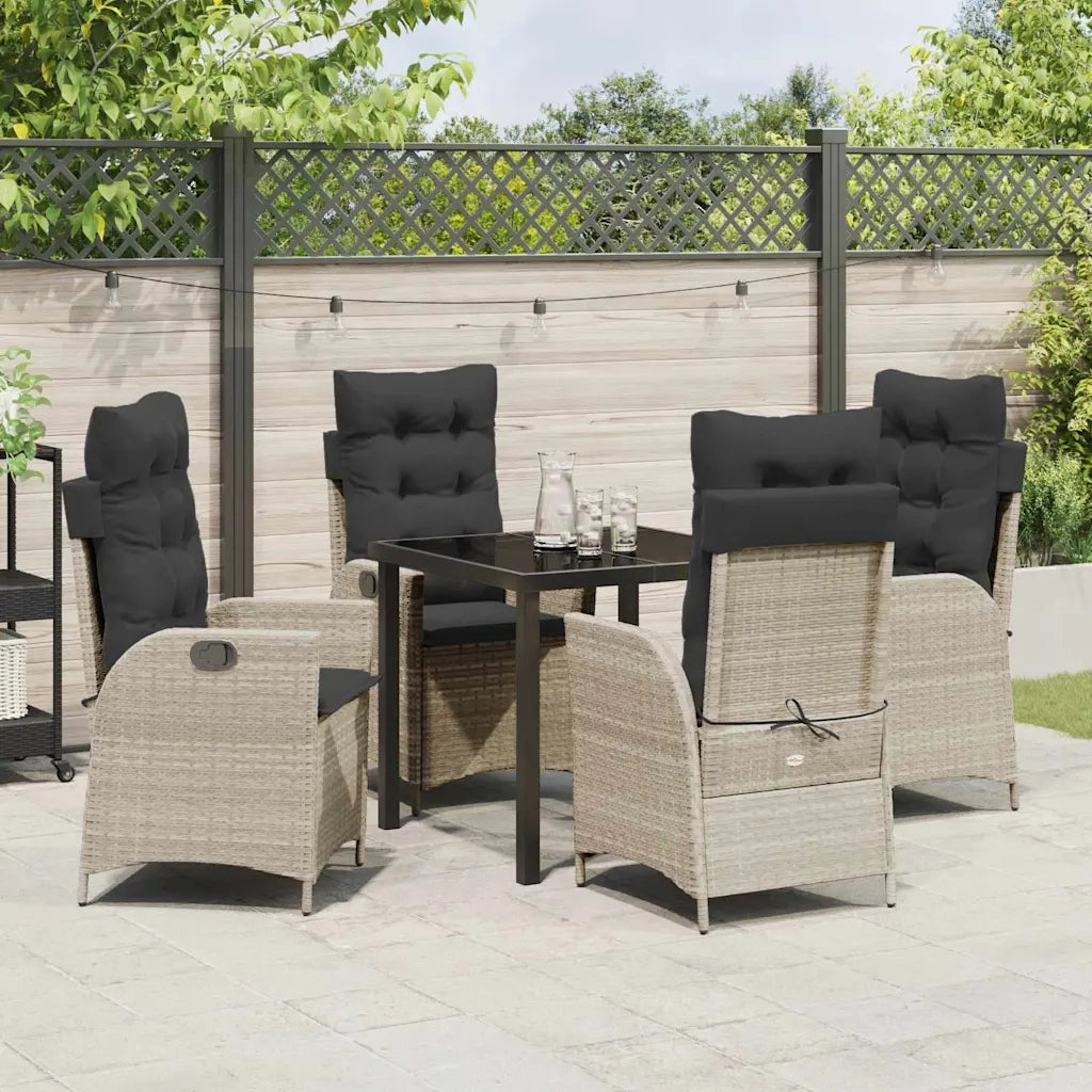 Set da Pranzo per Giardino 5 pcs Grigio chiaro polyrattan