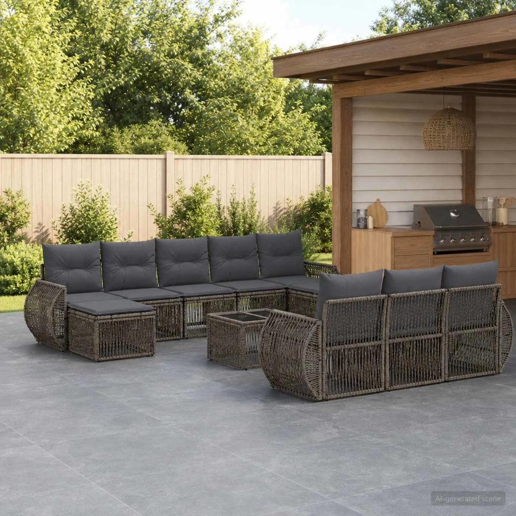 Set Divano da Giardino 11 pz Grigio e Grigio Scuro polyrattan 3435554