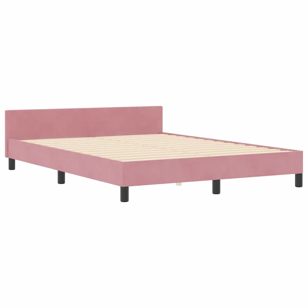 Letto a molle con testiera Rosa 140 x 200 cm Velluto 3344884