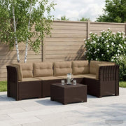 Divano da Giardino 5 Posti con Cuscini Stile Rattan PP Marrone 3444056