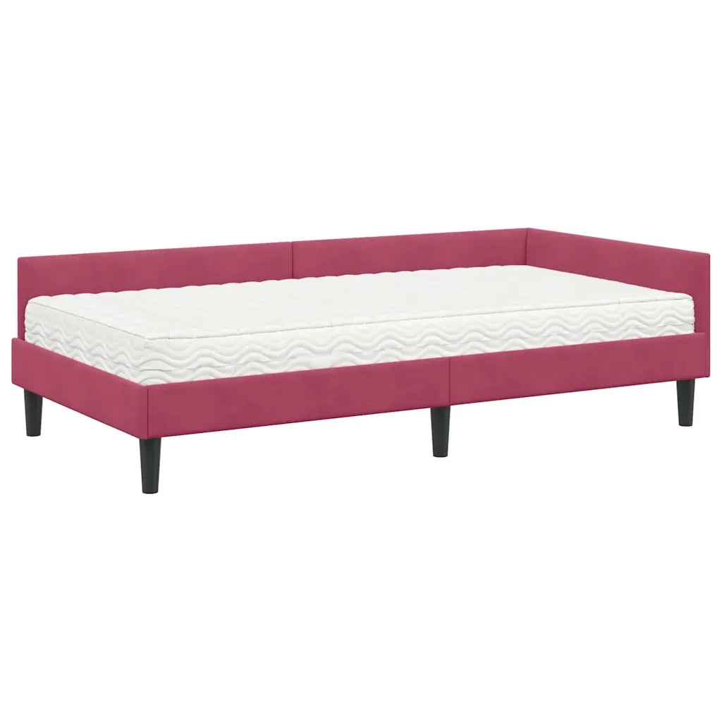Struttura Letto Angolare con Materasso 2 pcs Verde Velluto