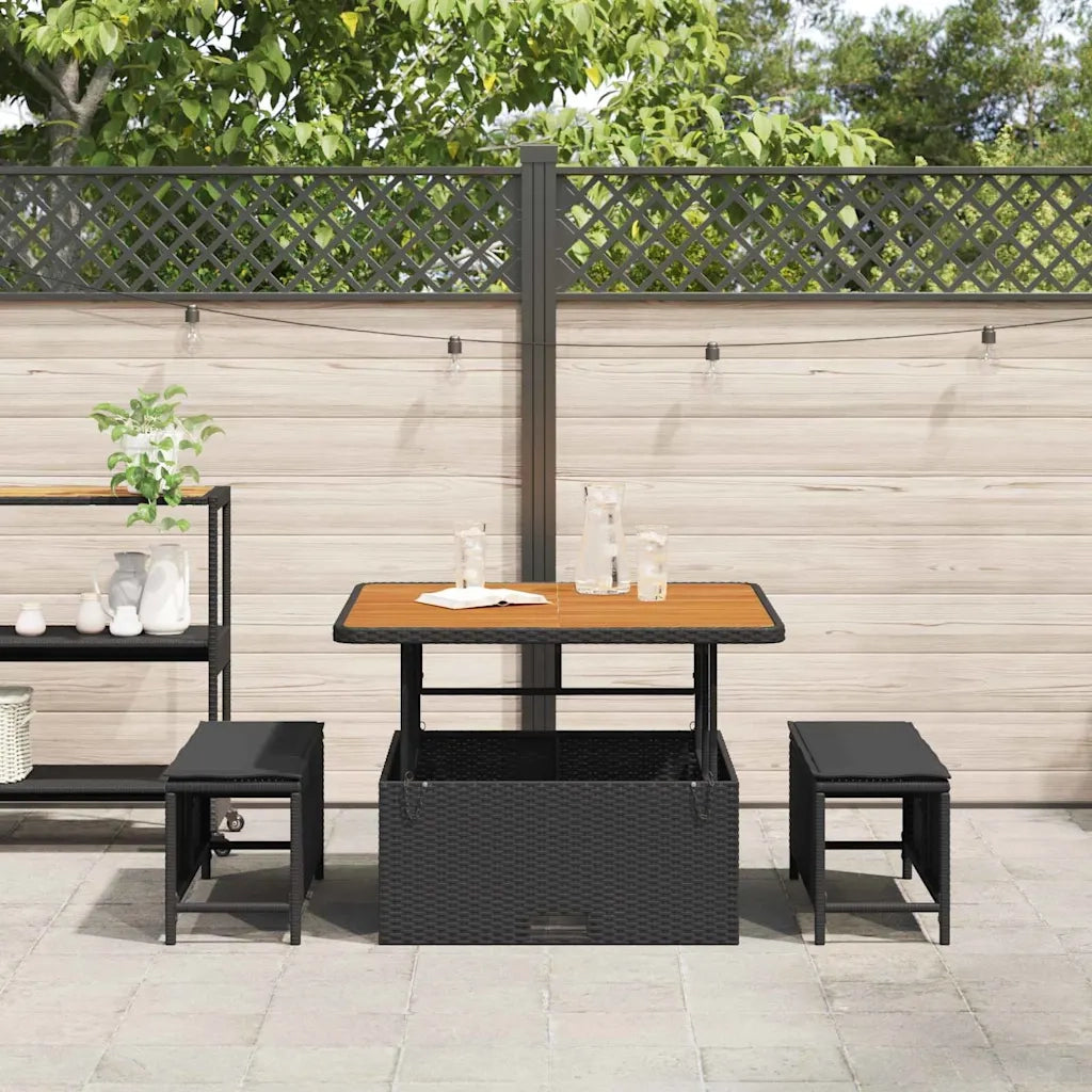 Set da Pranzo per Giardino Nero polyrattan 42007906