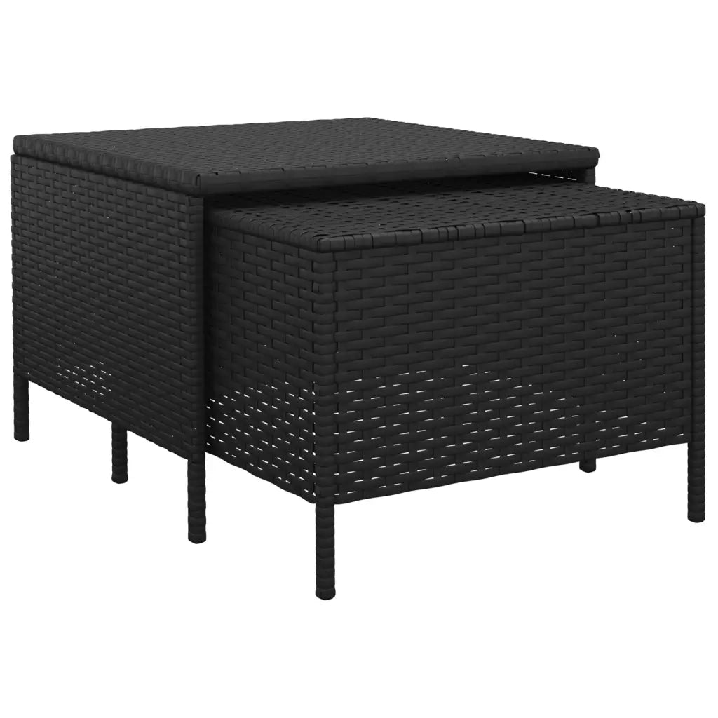 Set Divani da Giardino 3 pz con Cuscini Nero in Polyrattan 319692