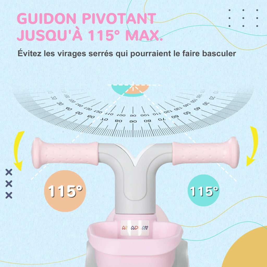 Bicicletta Senza Pedali Bambini 4 Ruote ¨C Minimal ¨C Grigio Bianco Rosa