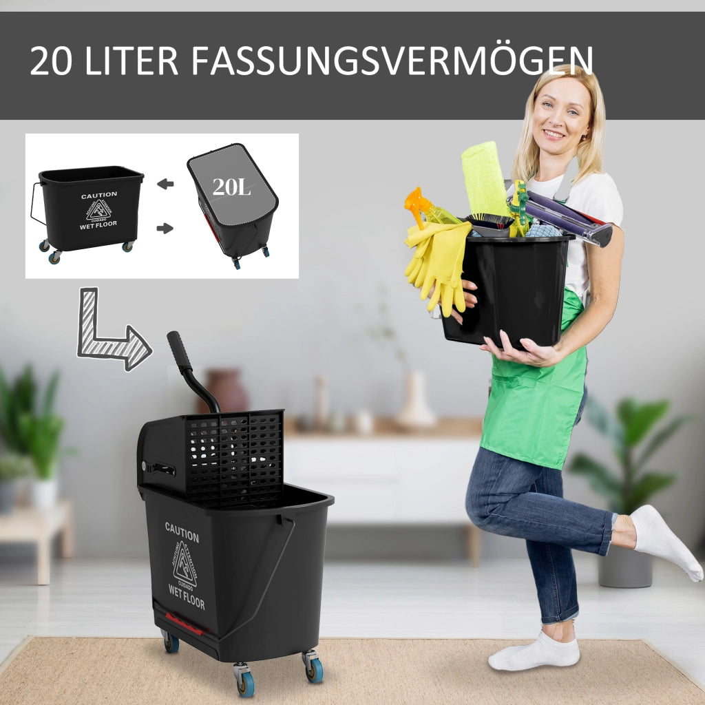 Secchio e Mop con Strizzatore ¨C zephmum ¨C Nero 20 L