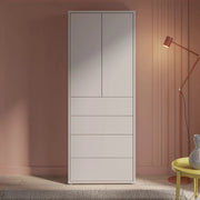Mobile multiuso Medea con 4 cassetti e 2 ante cashmere 75x35x192 – Armadio salvaspazio
