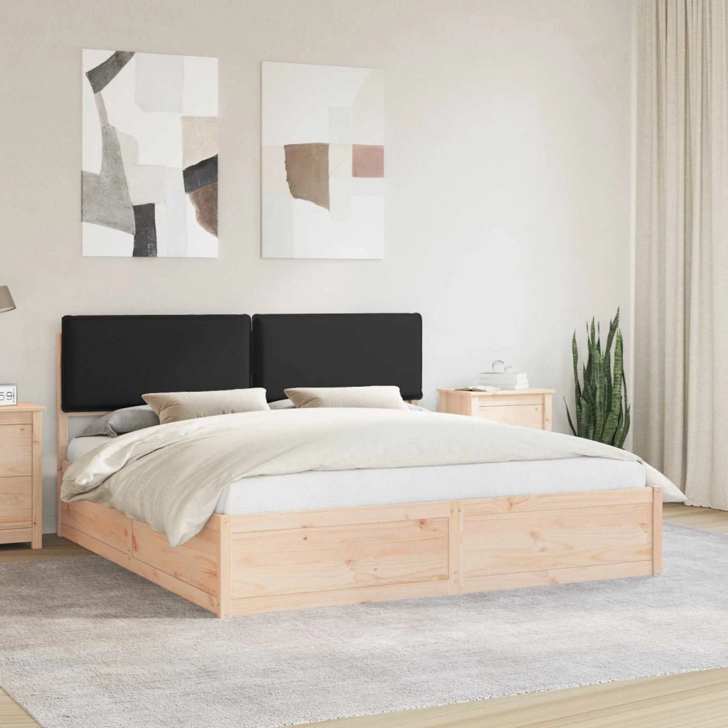 Letto matrimoniale | Letto per adulti | Letto con Testiera Rivestita Nero 180 x 200 cm Pino massello