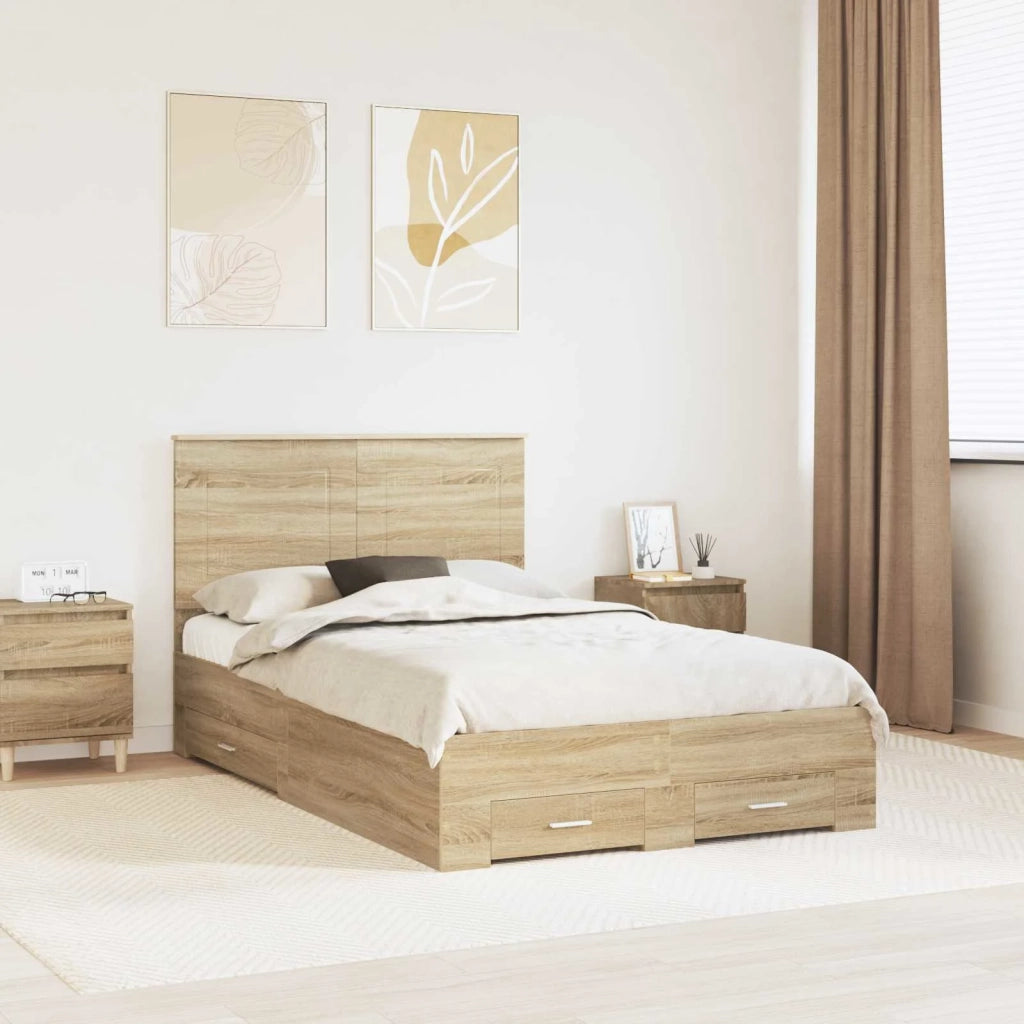 Struttura del letto con testiera-Giroletto con Testiera Rovere Sonoma 120 x 200 cm 615525