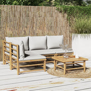 Set Salotto da Giardino 5pz con Cuscini Grigio Chiaro Bambù 3155106