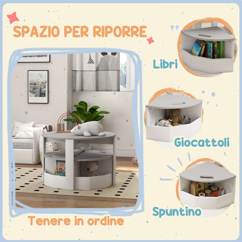 Set tavolo per bambini con sgabelli ¨C Minimal ¨C Legno, grigio