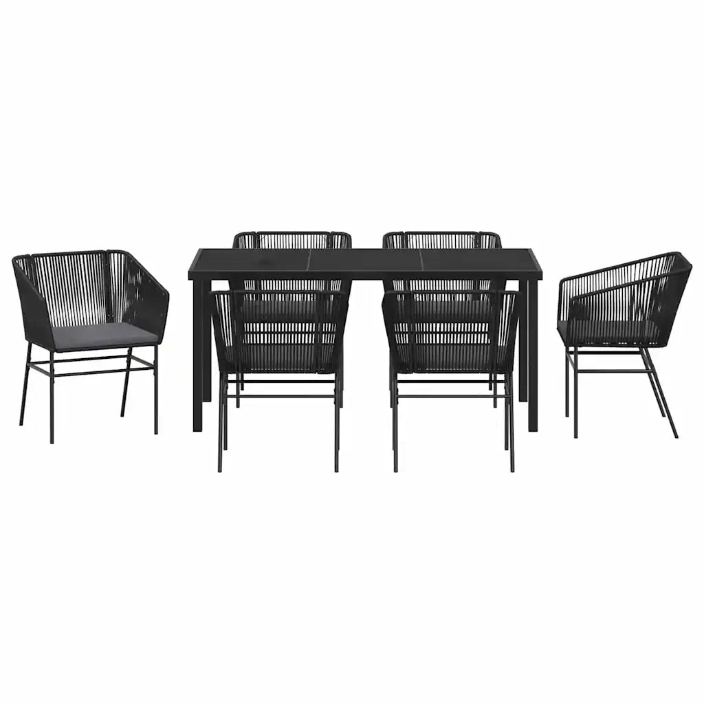Set da Pranzo per Giardino con cuscino 7 pcs Nero