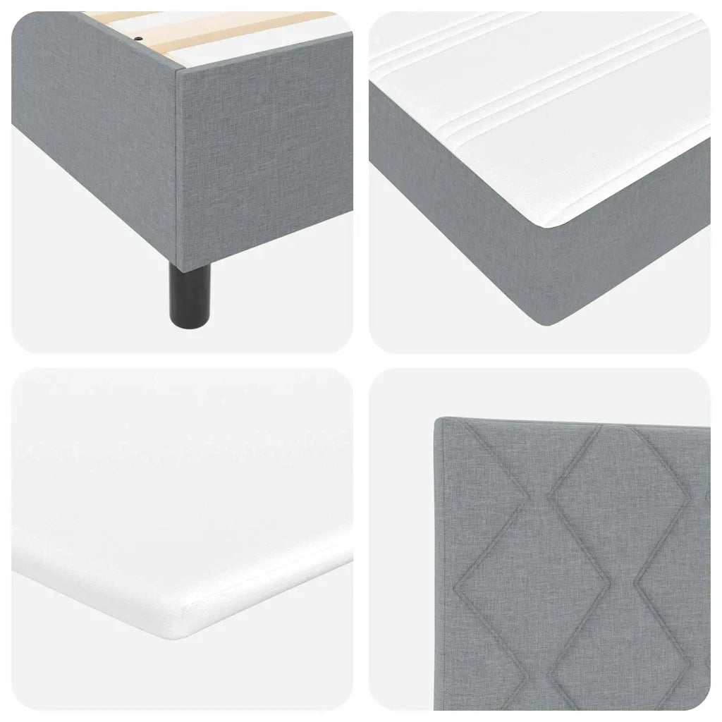 Letto a Sorgente LED Grigio chiaro 140 x 190 cm Tessuto 3343560