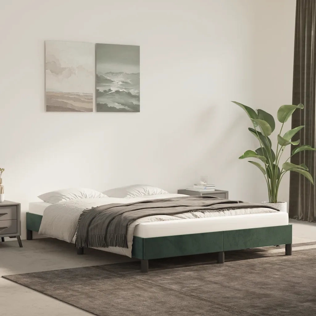 Letto matrimoniale | Letto per adulti | Giroletto senza Materasso Verde Scuro 140x200 cm in Velluto