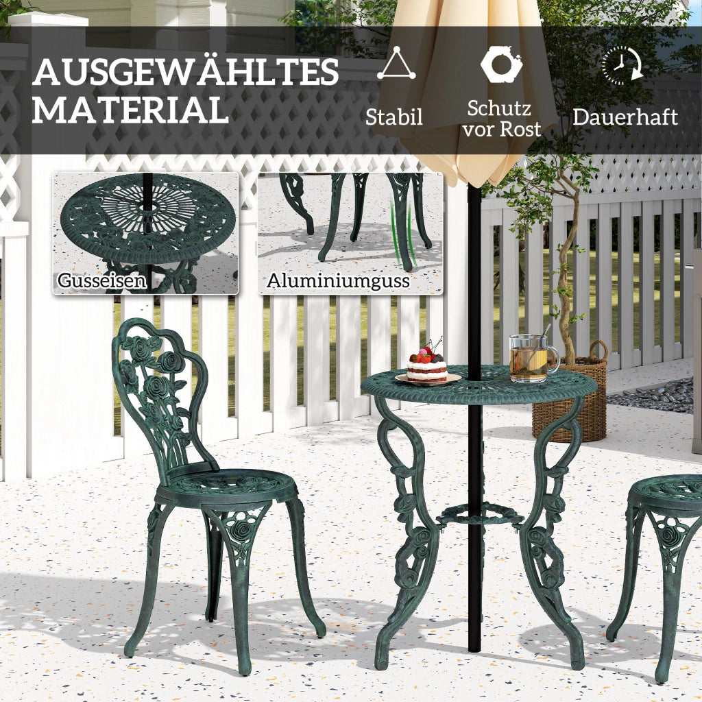 Set Bistrot da Giardino 2 Posti ¨C Xylo ¨C Alluminio Pressofuso Verde Antico