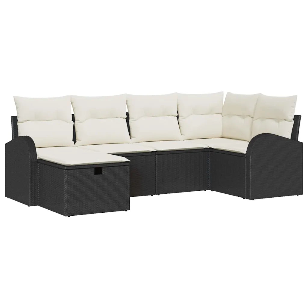 Set Divano da Giardino con cuscino 6 pcs Nero Poly Rattan 3360408