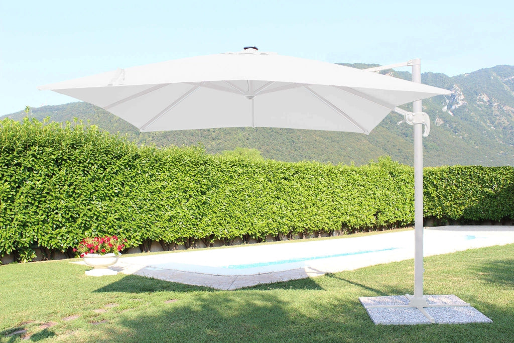 OMBRELLONE PITAGORA CON LUCE LED 3 X 4 CON STRUTTURA E TELO BIANCO