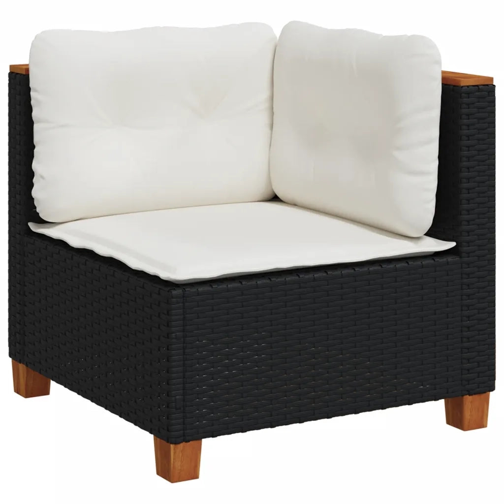 Set Divani da Giardino 10pz con Cuscini in Polyrattan Nero 3262043