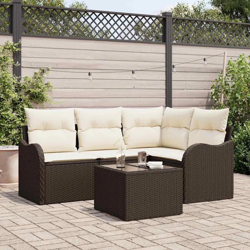 Set Divano da Giardino Marrone polyrattan