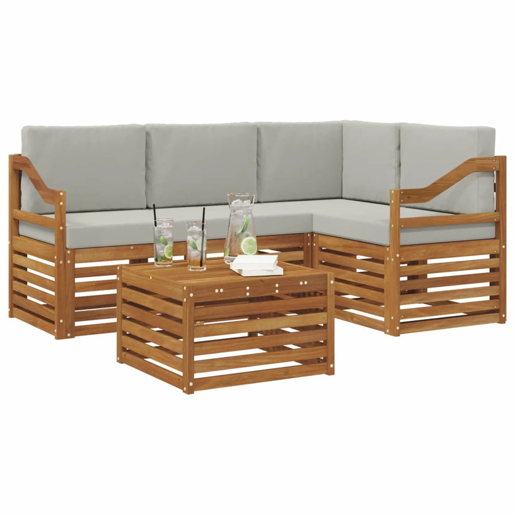 Set di divani da esterno 5 pcs Grigio Naturale e Chiaro 3374786