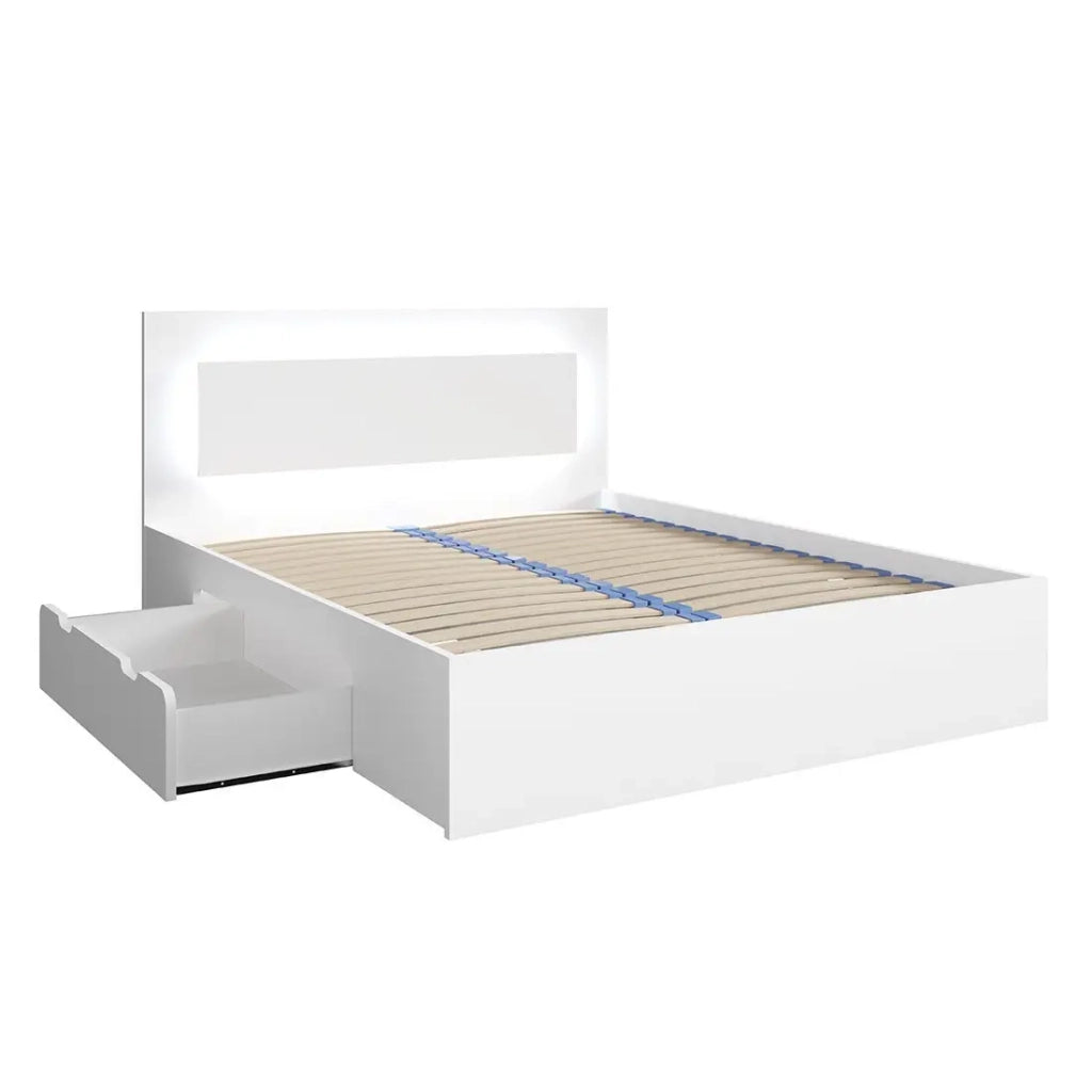 Letto NOFI 140 x 200 cm con doghe e 2 cassetti - bianco