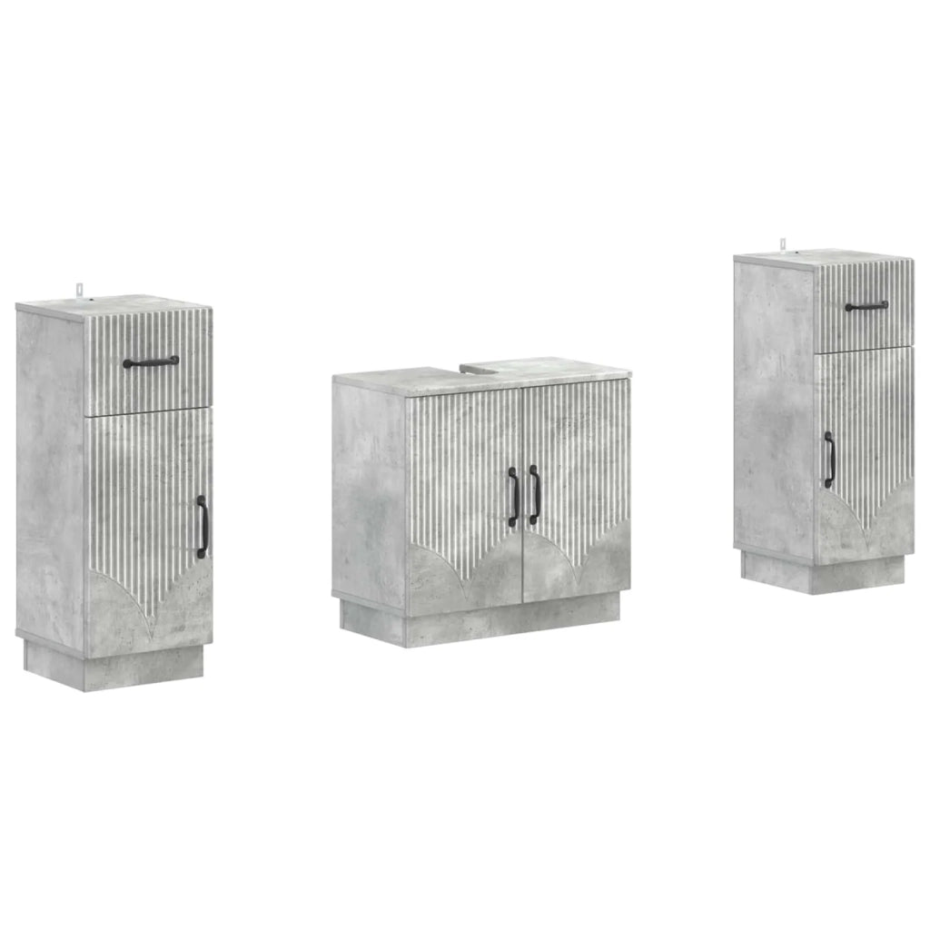 Set di Armadi da Bagno da 2 Pezzi HOORN Grigio Cemento 3418038