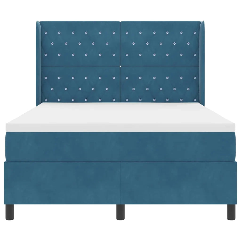 Letto a molle con materasso Blu 140 x 190 cm Velluto 3341952