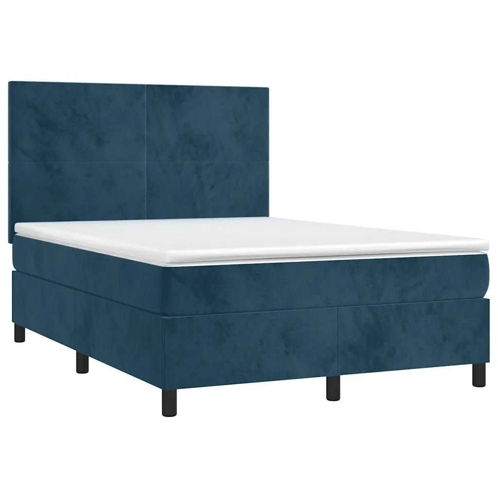 Letto a Molle con Materasso e LED Blu Scuro 140x190 cm 3136003