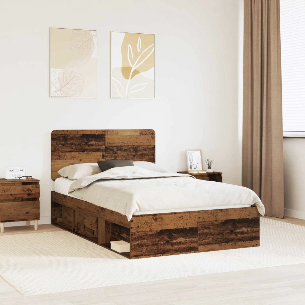 Letto matrimoniale | Letto per adulti | Struttura del letto Legno vecchio 135 x 190 cm Pino massello