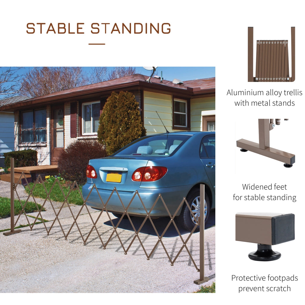 Cancello/barriera estensibile a forbice, 35-300 cm, ideale per giardini, in alluminio, marrone, H103,5 cm