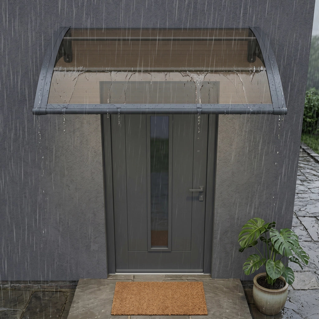 Pensilina per Ingresso Mellerud in Policarbonato 150 x 100 cm Marrone / Nero [en.casa]