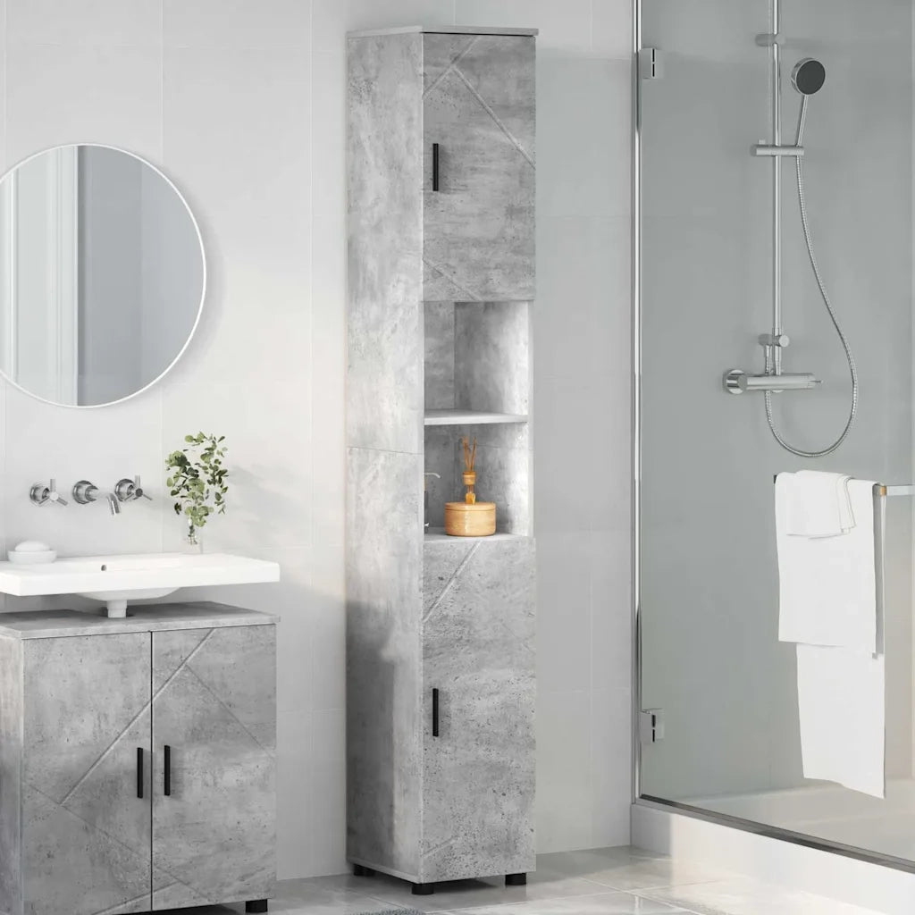 Mobile da Bagno con porta Grigio cemento 30 x 35 x 192 cm