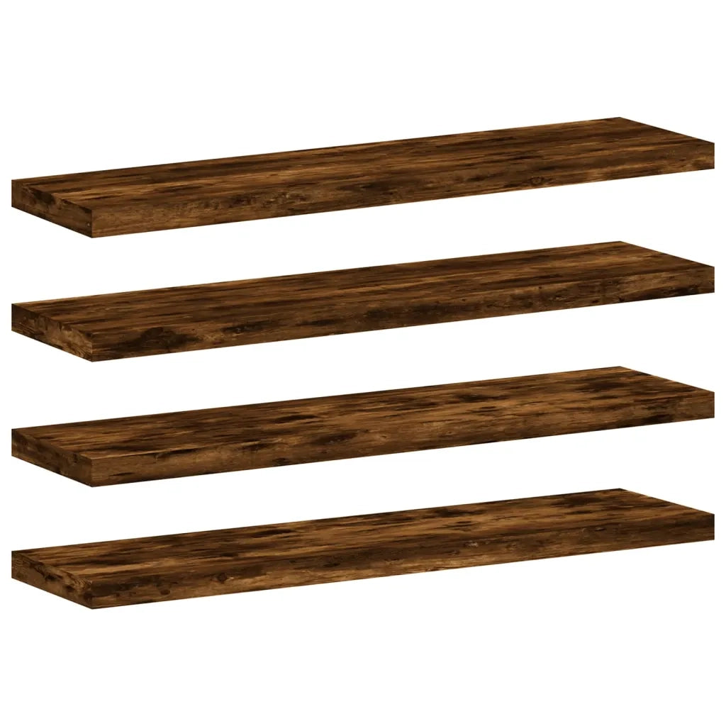 Mensole Parete 4 pz Rovere Fumo 40x10x1,5 cm Legno Multistrato CFW8531617