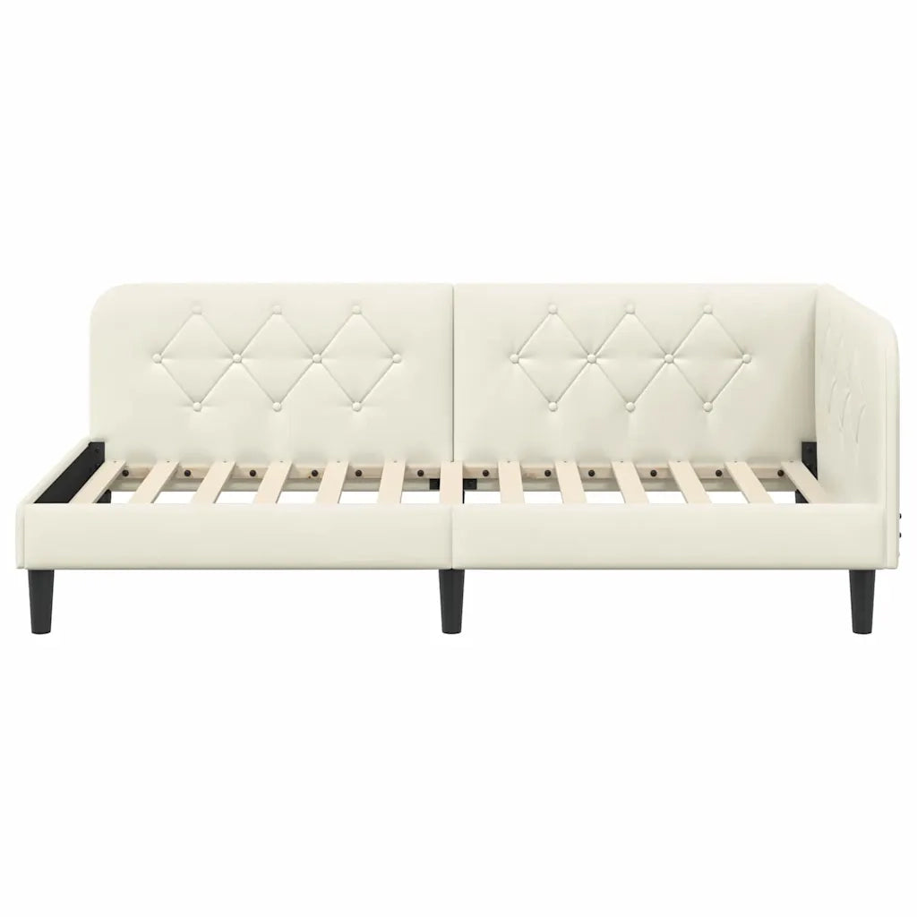 Cornice del letto ad angolo Crema 100 x 200 cm Velluto