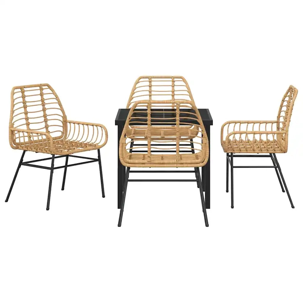 Set da Pranzo per Giardino 5 pcs Marrone polyrattan
