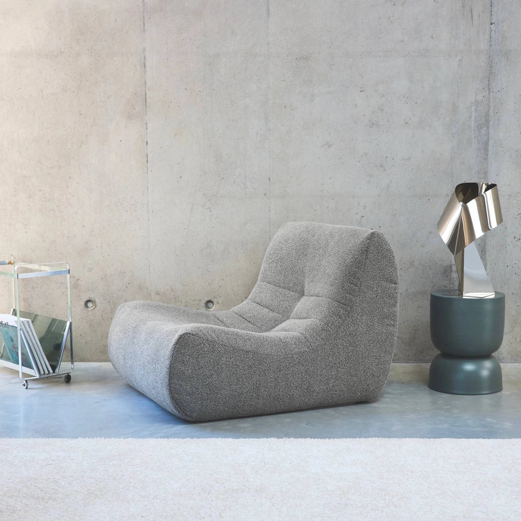 Modulo per divano modulare senza braccioli in bouclé, 1 posto, grigio
