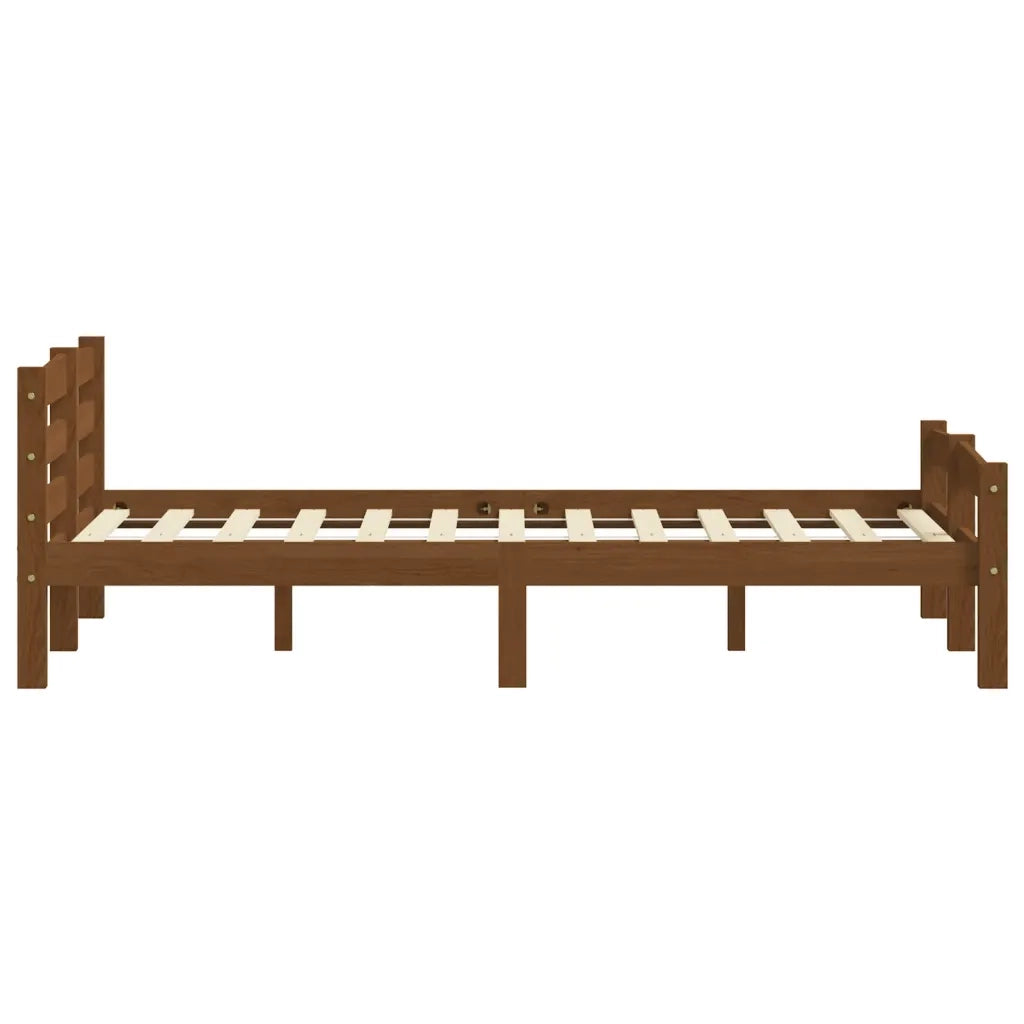 Letto matrimoniale | Letto per adulti | Giroletto senza Materaso Ambrato in Legno di Pino 160x200 cm