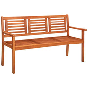 Panchina da Giardino 3 Posti e Cuscino 150cm Massello Eucalipto 3061005