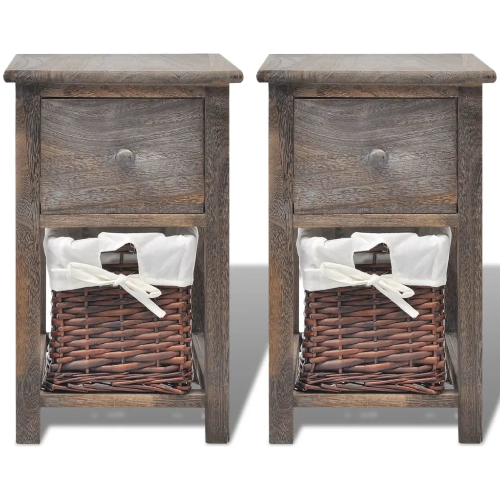 Comodino da Notte Set 2 pz in Legno Marrone 242869