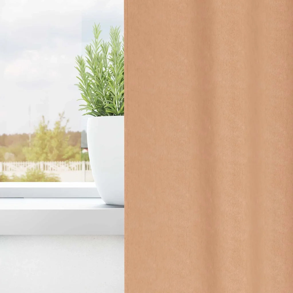 Tende Oscuranti | Tende Blackout con Anelli 2 pz Marrone Chiaro 245 x 140 cm