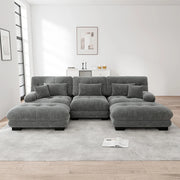 Divano angolare modulare - Xylo - Forma U extra large, trasformabile con pouf, chenille grigio