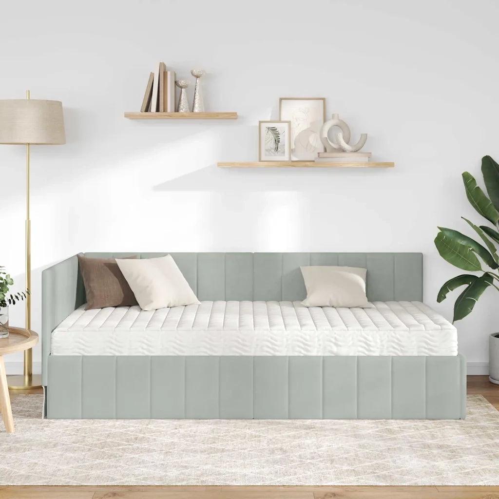 Struttura Letto Angolare con Materasso 2 pcs Grigio chiaro 3393848