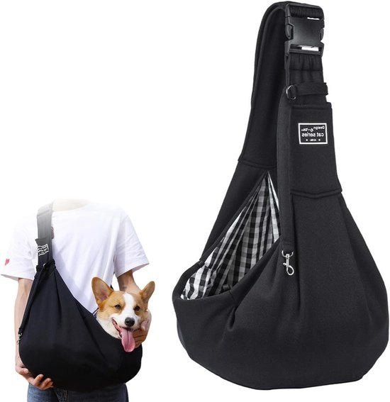 Borsa Portatile per Piccoli Cani e Gatti - Adattabile e Respirabile - Massimo 7,5 kg - Nero