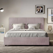 Letto queen size con rete imbottito 150x190 microfibra glicine Mika