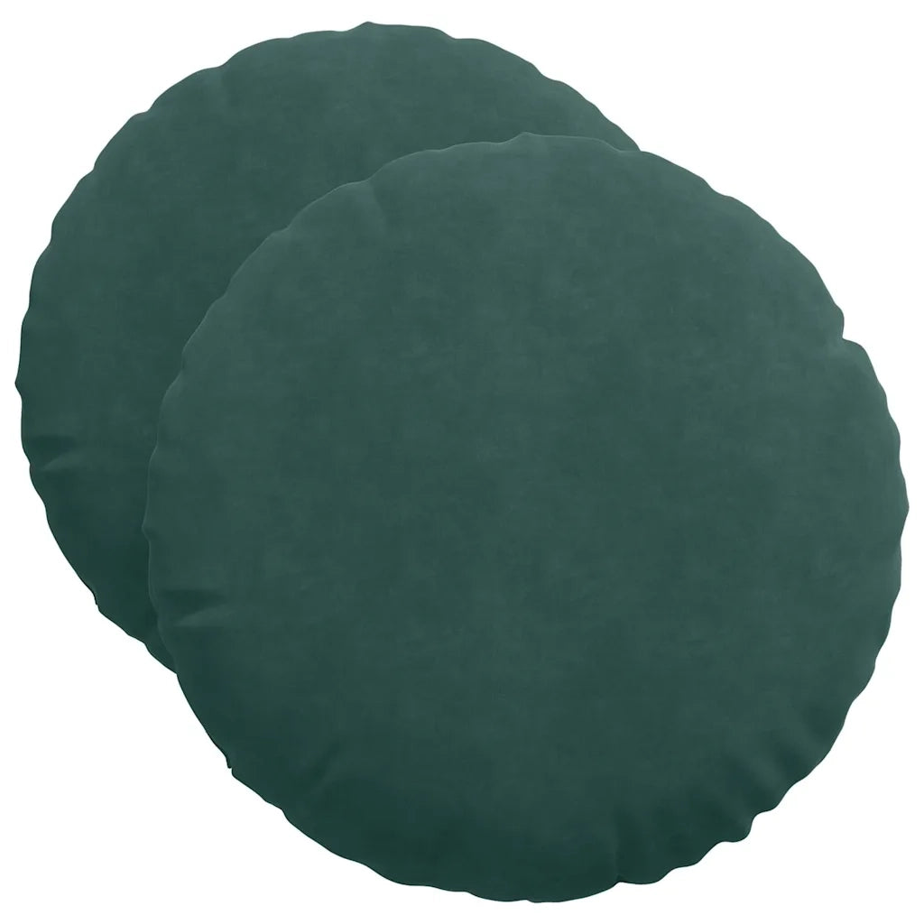 Cuscini per Seduta 2 pcs Verde Scuro Ø50 x 19 cm Velluto 42014176