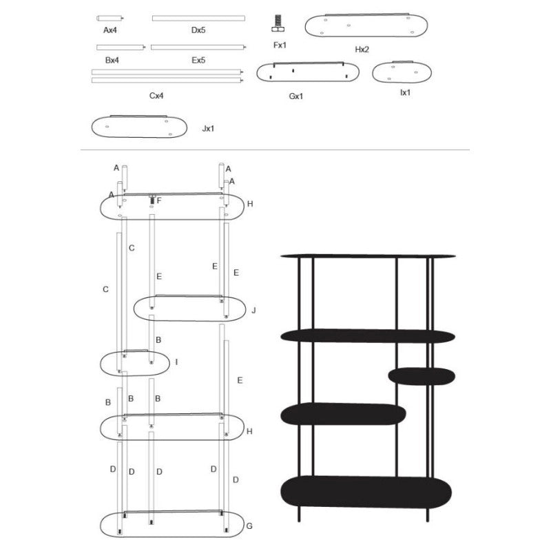 Libreria Saturno Ottanio cm 118x31x139