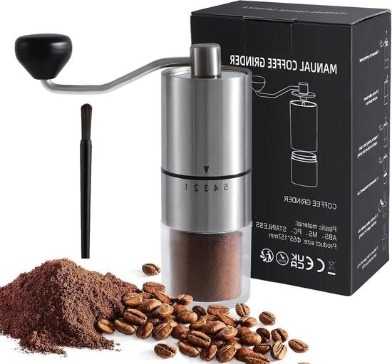 Molitore di caffè regolabile molitore di caffè macchina per espresso spazzola per caffè lavabile macinare caffè in casa ufficio cucina acciaio inox argento