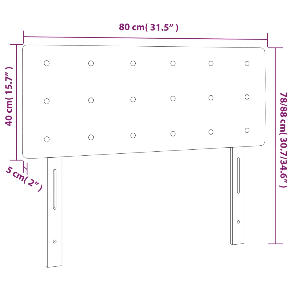 Testiera a LED Nera 80x5x78/88 cm in Tessuto 3122022