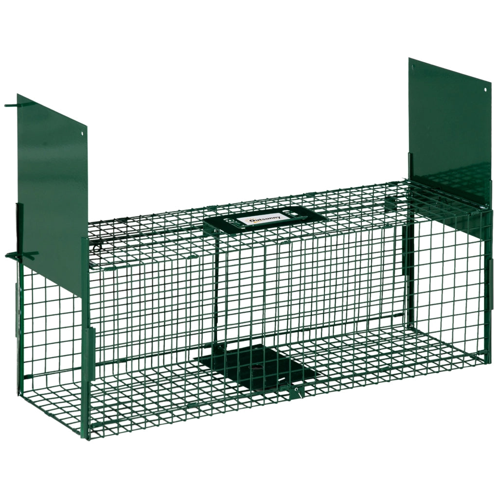 Gabbia di Cattura per Animali Vivi con 2 Porte ¨C Xylo ¨C 80x25x30 cm Verde Scuro