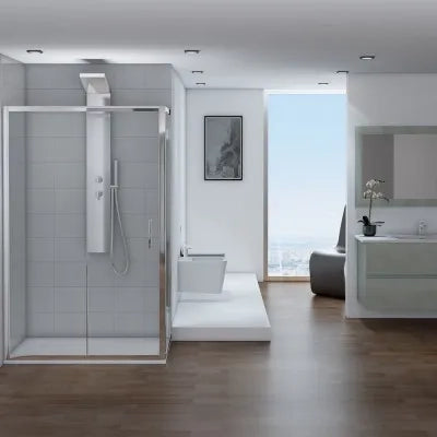 Box doccia angolare 80x120 cm scorrevole in cristallo trasparente Ted