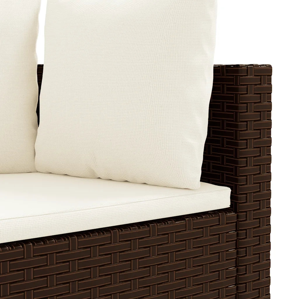 Set Divani da Giardino 8 pz con Cuscini Marrone in Polyrattan